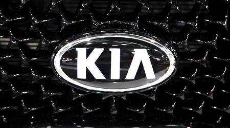 BELGRADE, SERBIA - MARCH 25, 2015: Detail of the Kia car in Belgrade, Serbia. Kia was founded in 1944 and is South Korea second-largest automobile manufacturer.のeditorial素材