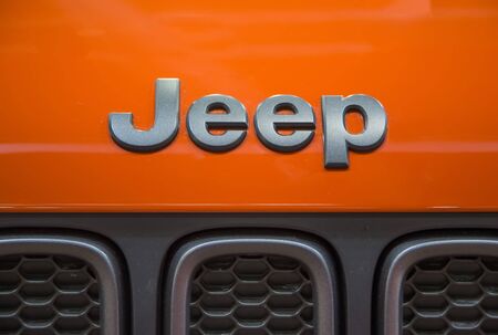 BELGRADE, SERBIA - MARCH 25, 2015: Detail of the Jeep car in Belgrade, Serbia. Jeep is a brand of American automobiles founded at 1941.のeditorial素材