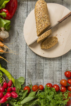 Fresh food on the tableの写真素材