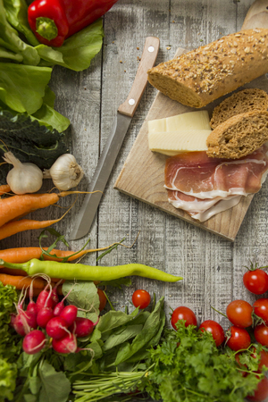 Fresh food on the tableの写真素材