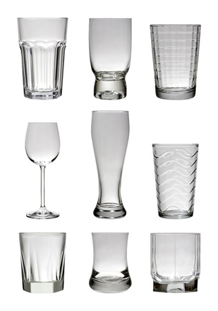 Set of glasses isolated in studioの写真素材
