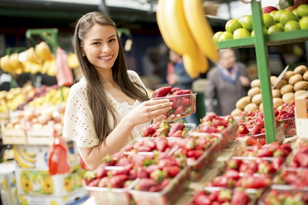 Young woman on the marketの写真素材