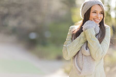 Pretty young woman in the parkの写真素材