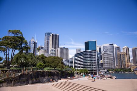 SYDNEY, AUSTRALIA - FEBRUARY 12, 2015: Modern skyscrapers in Sydney, Australia. Sydney is the state capital of New South Wales and the most populous city in Australia.のeditorial素材