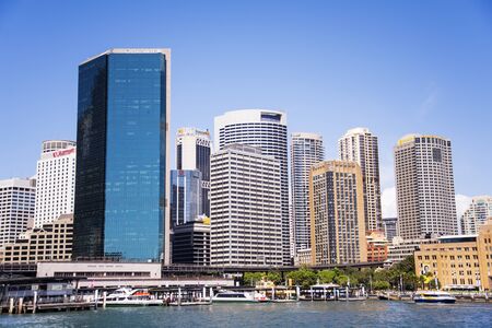 SYDNEY, AUSTRALIA - FEBRUARY 12, 2015: Modern skyscrapers in Sydney, Australia. Sydney is the state capital of New South Wales and the most populous city in Australia.のeditorial素材