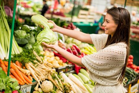 Young woman on the marketの写真素材