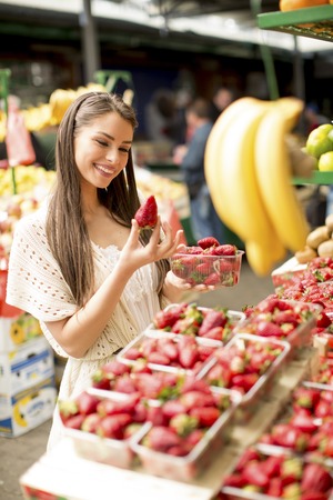 Young woman on the marketの写真素材