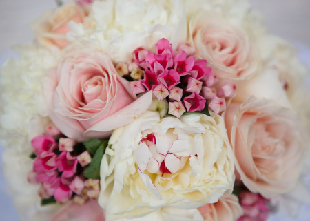 Close view at the floral wedding decorationsの写真素材