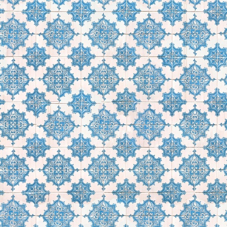 Traditional tiles on old house in Lisbon, Portugal