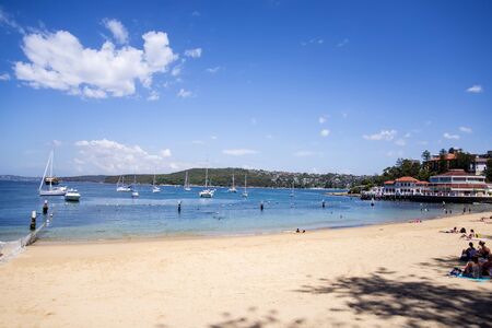 SYDNEY, AUSTRALIA - FEBRUARY 15, 2015: Unidentified people at Manly beach in Sydney, Australia. Manly Beach is a beach situated among the Northern Beaches of Sydney.のeditorial素材