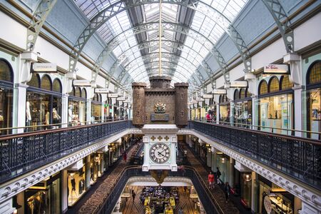 SYDNEY, AUSTRALIA - MARCH 11, 2015: Interior of the Queen Victoria Building in Sidney, Australia. It is a late 19th century building designed by George McRae in the central business district of Sydney.のeditorial素材
