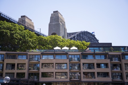 SYDNEY, AUSTRALIA - FEBRUARY 12, 2015: View at Hotel Park Hyatt Sydney. Hotel have 155 guestrooms, including 11 suites and 28 deluxe rooms.のeditorial素材