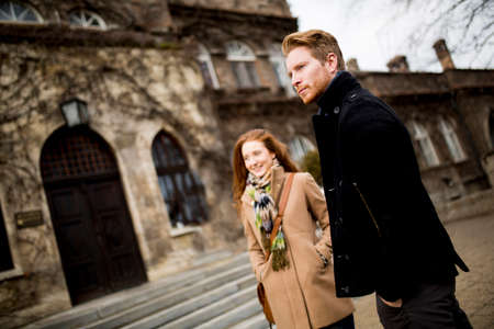 Young loving couple outdoorの写真素材