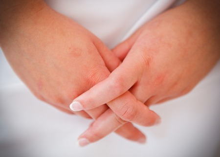 Bride and groom handsの写真素材