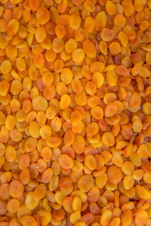 Dry apricots on the market in Marrakesh, Moroccoの写真素材