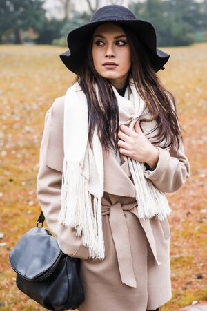 Pretty young woman with hatの写真素材