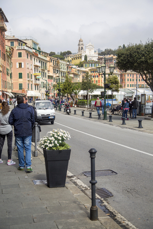 SANTA MARGHERITA LIGURE, ITALY - MAY 2, 2015: Unidentified people on the street of Santa Margherita Ligure, Italy. It is a town in the province of Genoa in the Tigullio traditional area.のeditorial素材