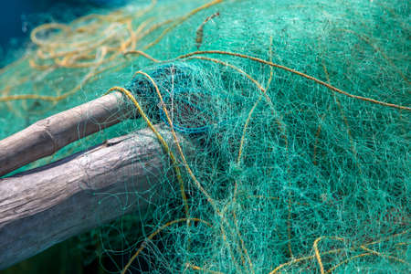 Closeup view at the fishing netの写真素材