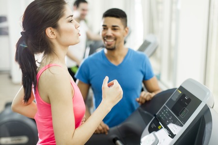 Young people training in the gym