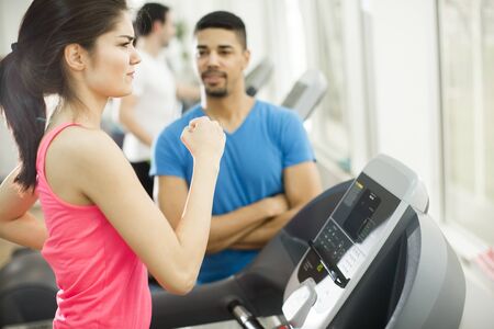 Young people training in the gymの写真素材