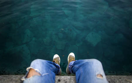 Man on the edgeの写真素材