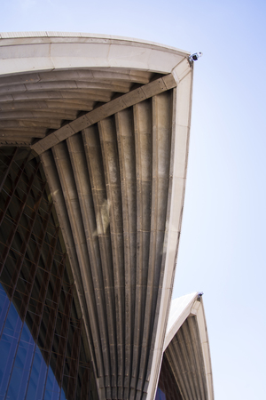 SYDNEY, AUSTRALIA - FEBRUARY 12, 2015: View at Sidney opera house in Sydney, Australia. It was Designed by Danish architect Jorn Utzon and was opened at October 20, 1973.のeditorial素材