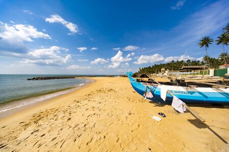 NEGOMBO, SRI LANKA - JANUARY 19, 2014: View at Negombo beach in Sri Lanka. Negombo offers some of the better beaches on the west coast of Sri Lanka.のeditorial素材