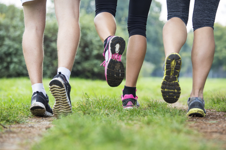 Group of young people training in the parkの写真素材