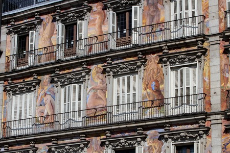 Exterior of the Casa de la Panadería at Plaza Mayor in Madridの写真素材