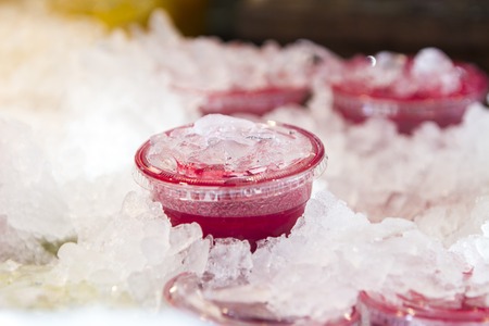 Close view of the fresh juices made of fruitsの写真素材