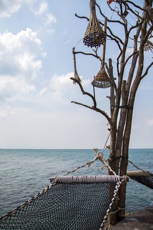 Deatil of the hammock in Ko Pha Ngan in Thailandの写真素材