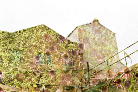 Double exposure architecture photoの写真素材