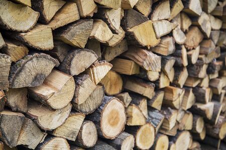 Close view of the stack of wood