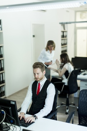 View of the man working in the officeの写真素材