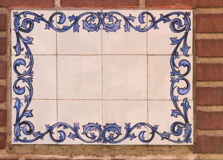 Blank old Madrid style street sign
