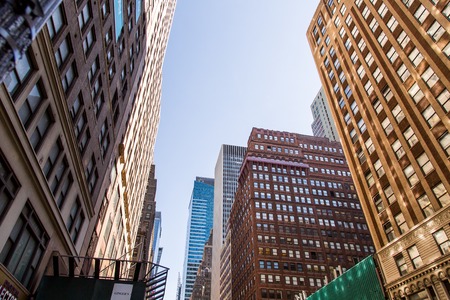 NEW YORK, USA - APRIL 21, 2016: Buildings on the Times Square, New York. Times Square is the most popular tourist location in New York City.のeditorial素材