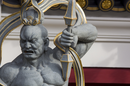 SINGAPORE - AUGUST 6, 2014: Detail from the Buddha Tooth Relic Temple in Singapore. The temple was opened at 2007 and become a popular attraction within Singapore Chinatown.のeditorial素材