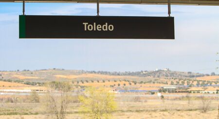 Closeup of the Toledo sign from the train stationの写真素材