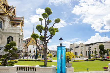 BANGKOK, THAILAND - AUGUST 21, 2014: Unidentified people by the Grand Palace in Bangkok. It is a complex of buildings at the heart of Bangkok and has been the official residence of the Kings of Siam since 1782.のeditorial素材