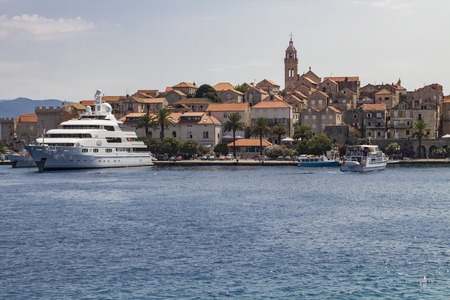 KORCULA, CROATIA - SEPTEMBER 8, 2014: Old town of Korcula in Croatia. It is a historic fortified town on the protected east coast of the island of Korcula in the Adriatic.のeditorial素材