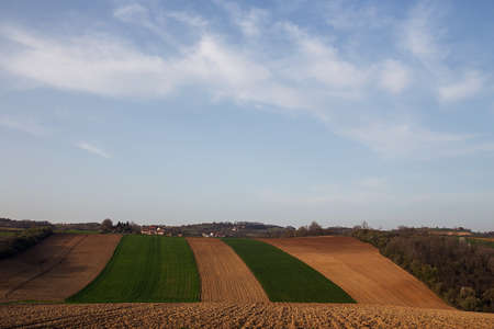 Panoramic view of the farmland on a mountain