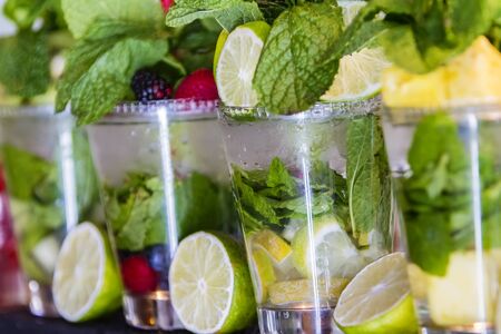 Detox water with fruit for cleanse body and burn fatの写真素材