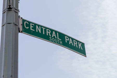NEW YORK, USA - APRIL 21, 2016: Central Park sign in New York City. The park is the most visited urban park in the United States with 35 million visitors annually.のeditorial素材