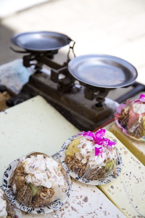 Cakes on the market in Fes, Moroccoの写真素材