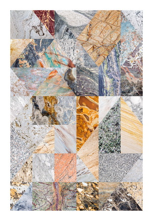 Abstract collage poster made of various marbles