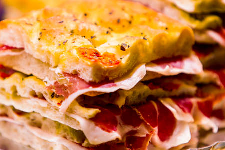 Close up view at ham sendwich