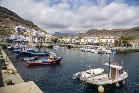 Boats at Puerto de Mogan at Gran Canaria, Spainのeditorial素材