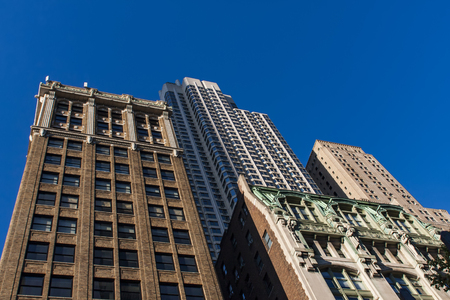 View at skyscrapers in New York City, USAの写真素材
