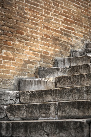Closeup of the old stone stairs