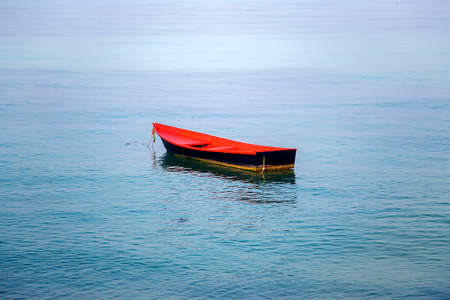 View at boat in the middle of the seaの写真素材